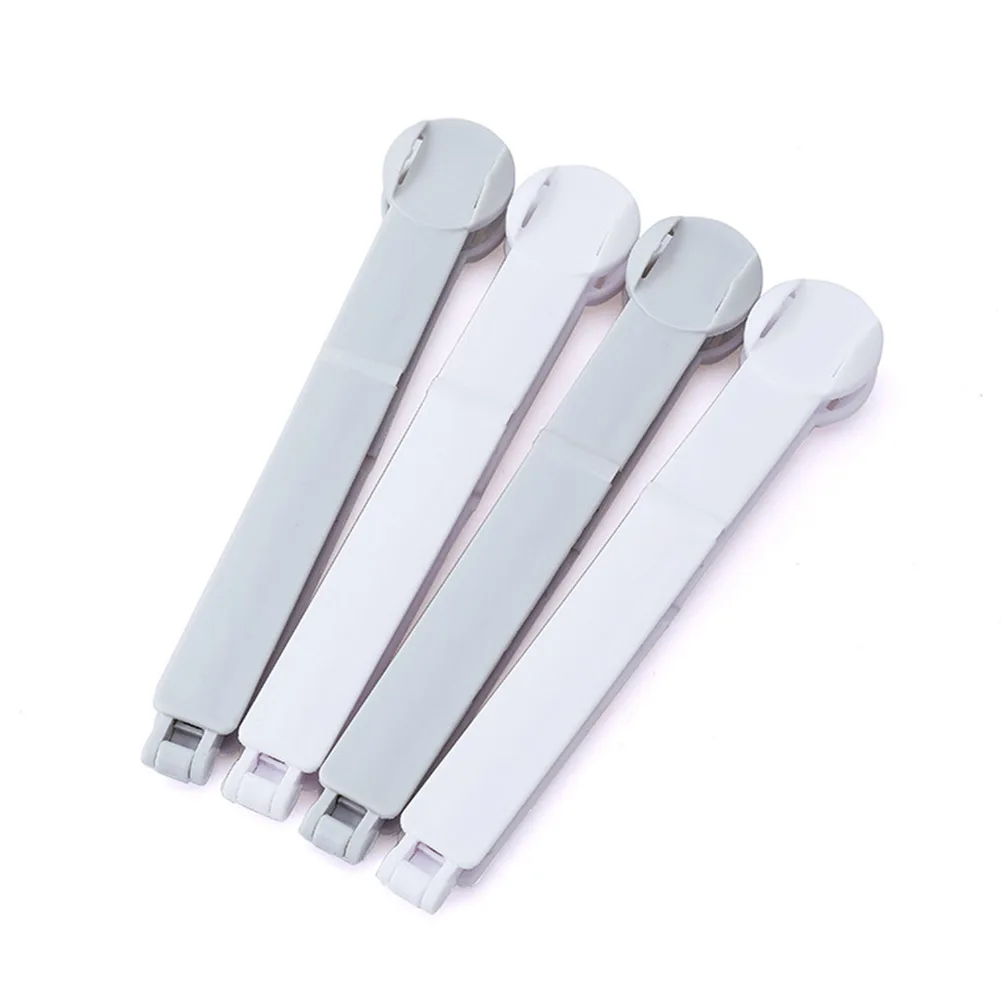 

5pcs Plastic Bag Seal Clips Sturdy Food Sealing Clamps Airtight Snack Fresh Keeping For Chips Bread Grey Kitchen Home