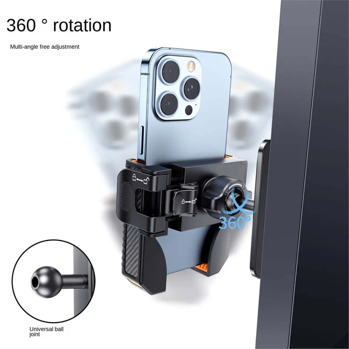 Pocket Size Phone Holder for Sports Machines Truck Tractor 45 Degree Tilts 360 Degree Rotation Design