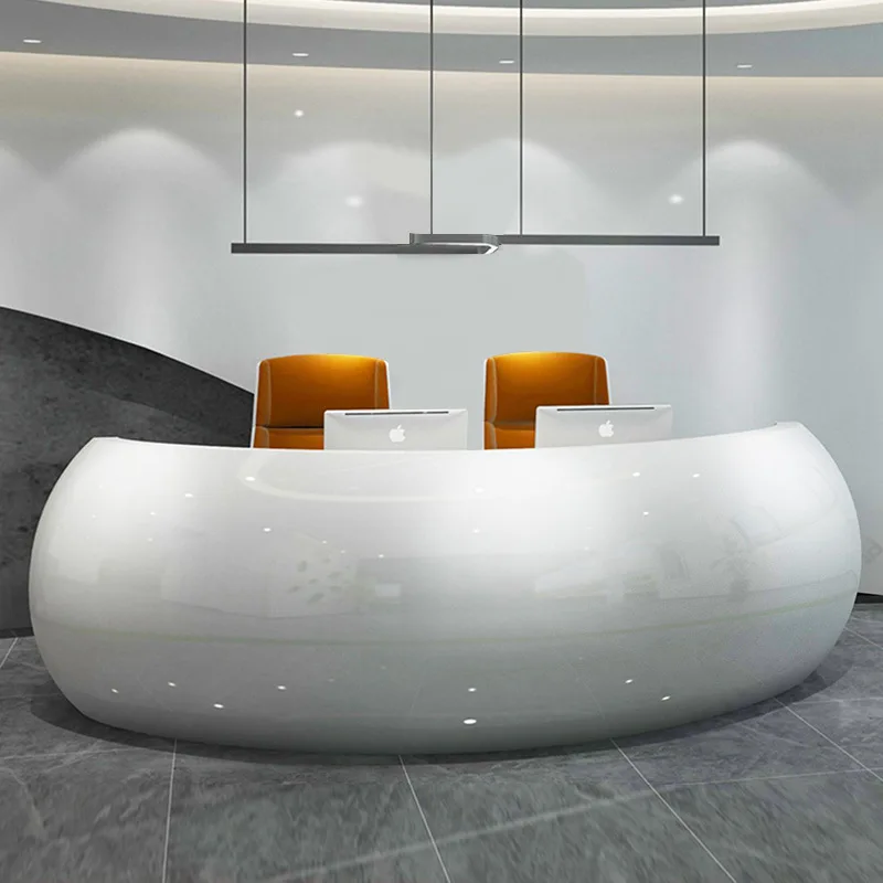 

Zitai Luxury Round Curved Customer Service Desk Reception Office Salon Spa Beauty Area Money Counter Front Reception Desk