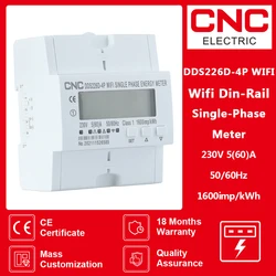 CNC Single Phase WIFI Smart Energy Meter Monitoring Circuit breaker Timer with voltage current protection 60A 90-300V