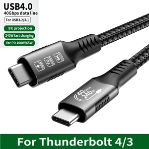 Kabel USB4 40Gbps 48V 240W untuk Kabel Pengisi Daya Cepat Thunderbolt 4 Tipe C Thunderbolt3 Kabel Transfer Data USB C ke C untuk Laptop 8 kabel penjualan terbaik thunderbolt 4 - №