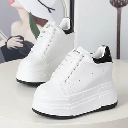 Fashionable Small White Shoes with Breathable Chunky 10cm 12cm Platform and Super High Heels for Women Platform Shoes