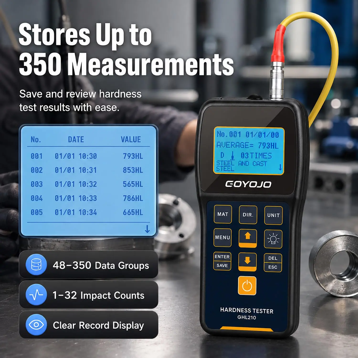 Portable Digital Leeb Hardness Tester Multifunction Hardness Tester LCD Display High Precision HL, HV, HB, HRC, HRB, HRA, HS