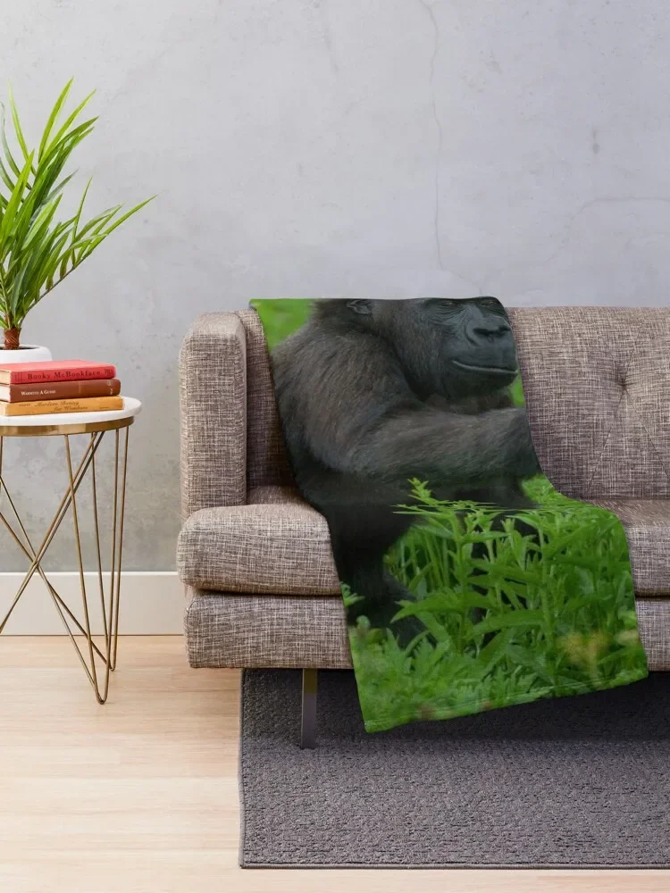 Gorilla Reaching Out Throw Blanket Stuffeds Sofa Throw Blankets