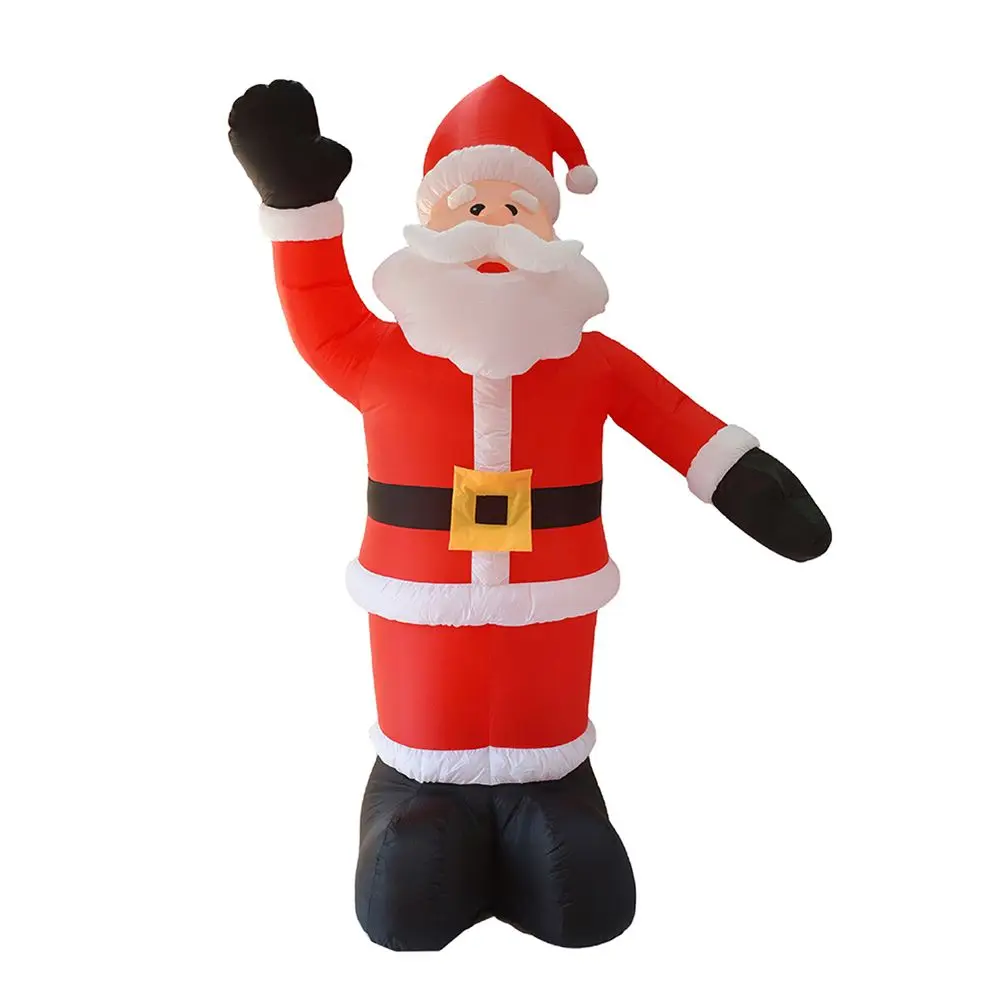 

2.4M Xmas Gifts Christmas Decor Photo Props Santa Claus Waving Hand LED Light Up Lighted Dolls Inflatable Model Toys