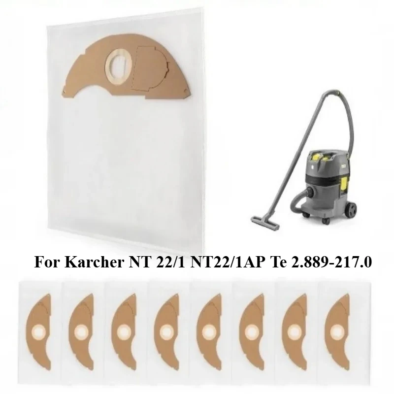 Sacos de Pó para Aspirador Karcher NT22/1 TE 2.889-217.0, Sacos de Pó Não Tecidos de Alta Resistência, Peça de Substituição