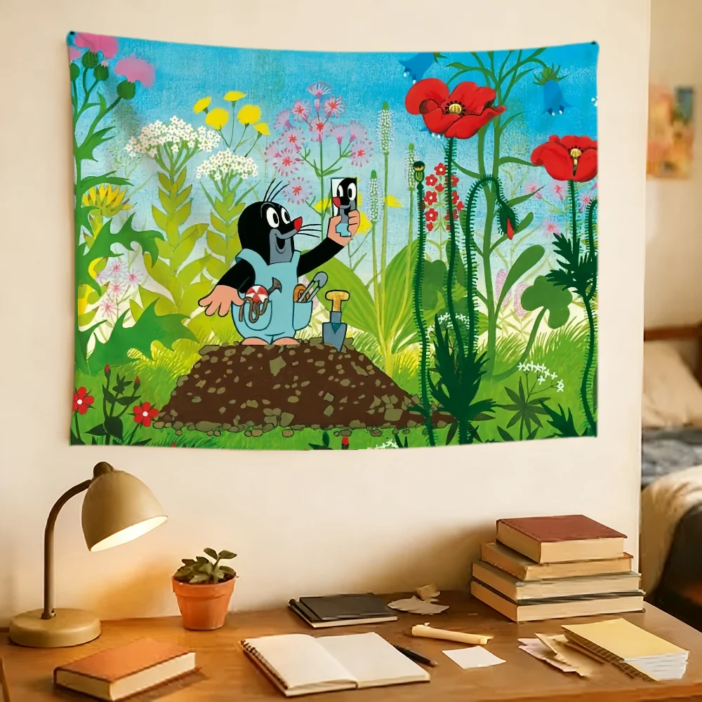 Cute The L-little Mole art flag Durable Outdoor Indoor Patio Festive Decoration Classic Design Pole Wall Room Banner
