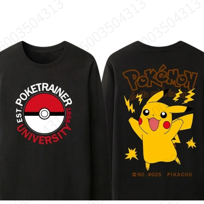 

Мужские и женские хлопковые толстовки с капюшоном Pokémon Pikachu, периферийный свитшот, пуловер, повседневный топ, осенне-зимний флисовый оверсайз с круглым вырезом, унисекс
