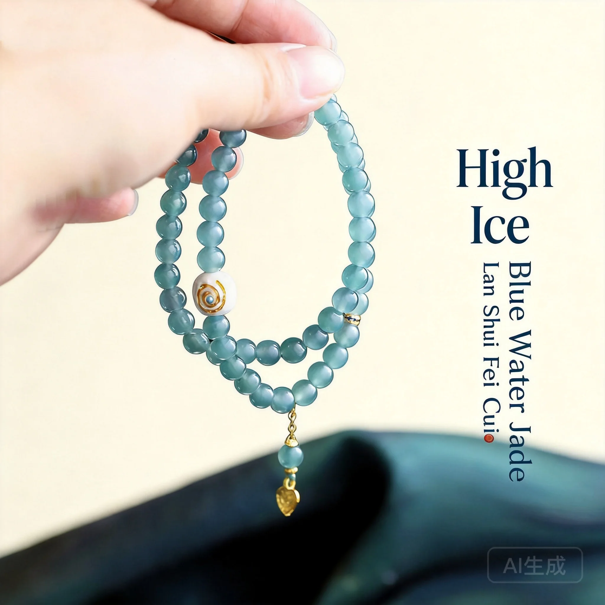 

Natural Grade A Jadeite Beaded Bracelet For Women Daily Wear Party Gift High Ice Blue Water Old Mine Natural Jade Fine Jewelry