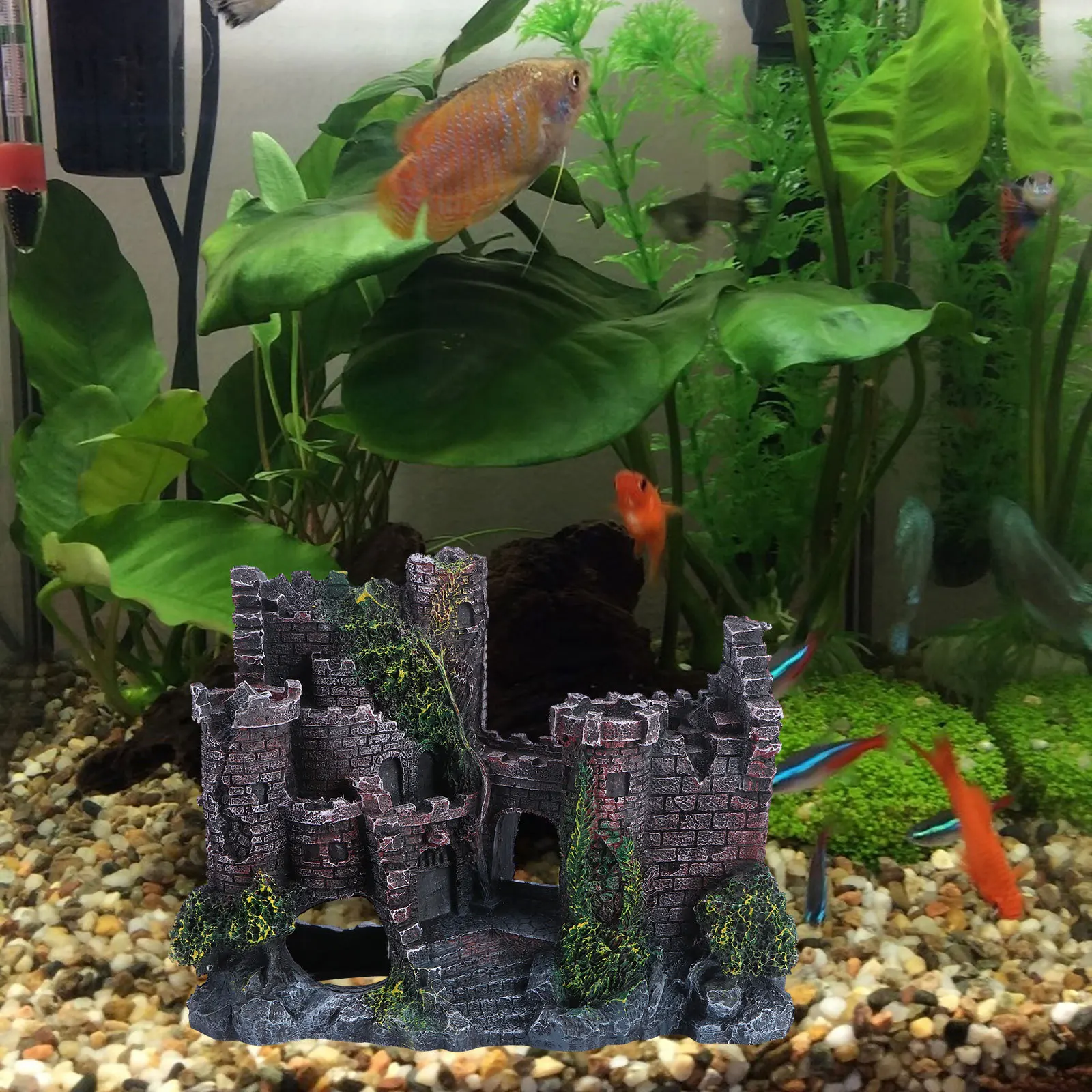 

Ancient Castle Resin Aquarium Ornament Simulation Fish Tank Decoration Fish Shelter Aquarium Landscape Resin Adornment