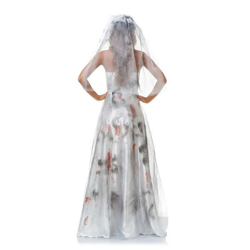 2025 loween Sposa macchiata di sangue e om Costumi di coppia Diffusione di inchiostro d'acqua Abiti da spettacolo cosplay