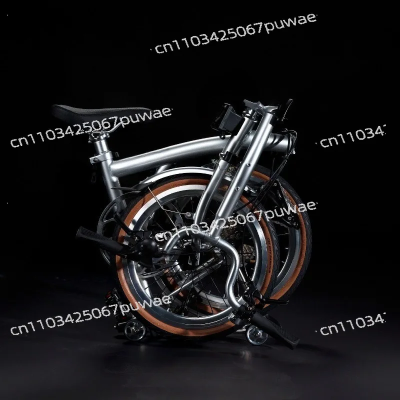 R9 16 Inch 9 Speed Tri-Folding Bike - Ultra-Light Portable Adult Folding Bicycle - Vintage City Commuter for Urban Travel