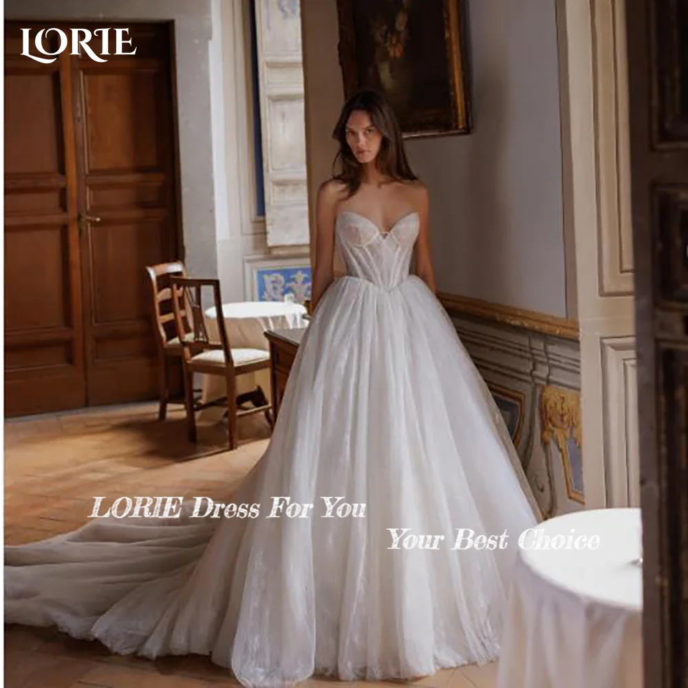 LORIE Elegant Tulle Wedding Dresses Strapless A-Line Pleats Ball Beach Bridal Gown Multi-Storeyed Ruffle Customized Bride Dress