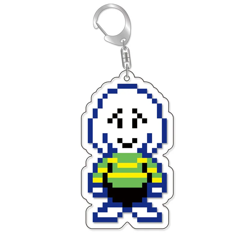 Game Undertale Pixel Keychain Cosplay Sans Flowey Papyrus Asriel Pendant Car Key Ring Bag Accessories Cartoon Christmas Gifts