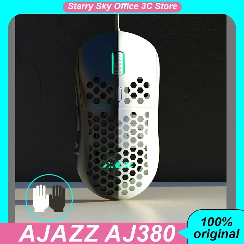 

AJAZZ AJ380 Ergonomics Wired Mouse Hollow-Out Design 16000 Dpi Adjustable 6 Buttons Lightweight Esports Gaming Mouse Office Gift