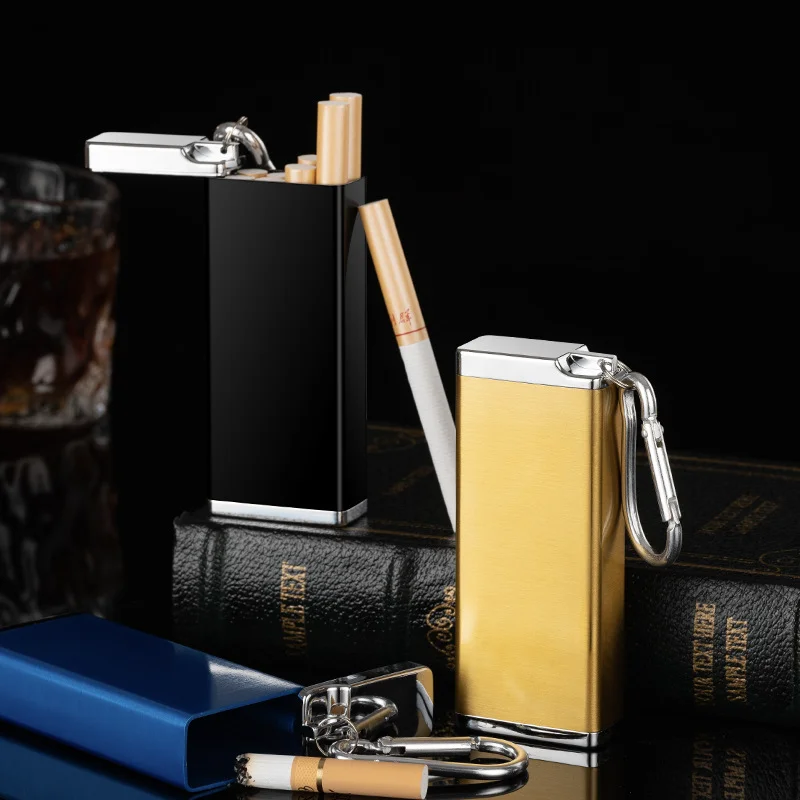 Aluminum Alloy Cigarette Case with Carabiner, Portable Mini Metal Ashtray with Lid for Outdoor Travel, Custom Logo Gift