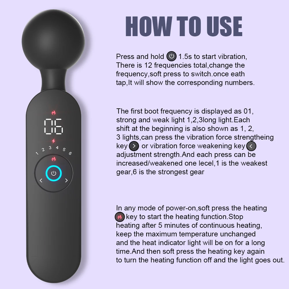 Clitoris AV Vibrator G Spot Smart Heating Magic Wand Masturbator 12 Modes 6 Speeds Female Private Orgasm Adult Sex Toy for Women - view 4