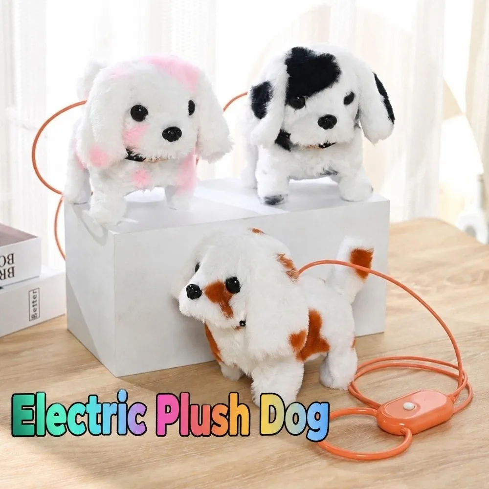 Tail Wagging Electric Plush Dog Nodding Head Leash Included Interactive Puppy Toy Plush Material Sound Function