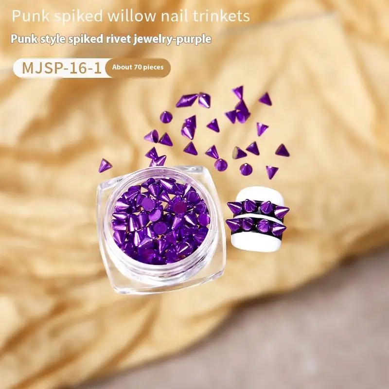 1 صندوق مجوهرات الأظافر مسمار سحر مانيكير ترصيع الشرير نمط المسامير الراين متعدد الألوان ثلاثية الأبعاد مسمار الديكور
