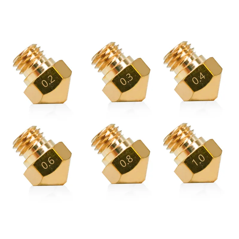 5pcs MK10 M6 Extruder Nozzle 1.75mm Brass 3D Printer Nozzle Extruder Print Head for Wanhao Dupicator D4/I3/Dremel QIDI Makerbot