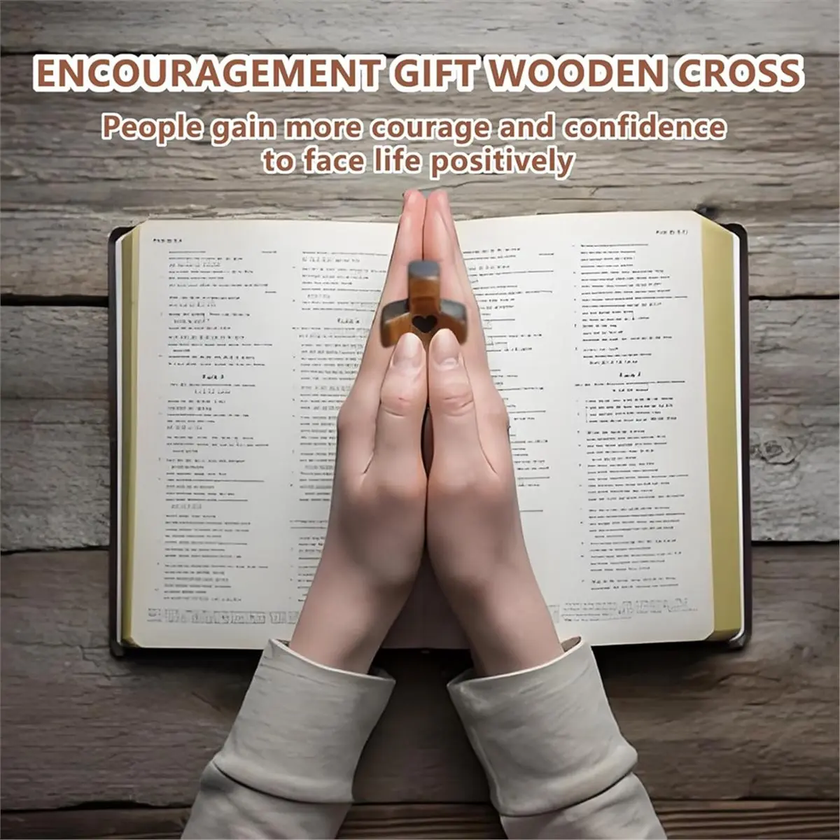 NOCM 10pcs Wooden Fidget, Encouragement Gift, Handcrafted Pocket Wood Crosses, Relieve Anxiety