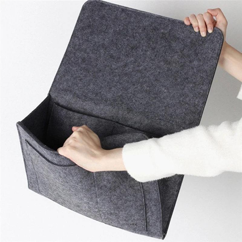 Felt Bedside Storage Organizer Anti-Slip Bedside Bag Bed Sofa Side Pouch Hanging Couch Storage