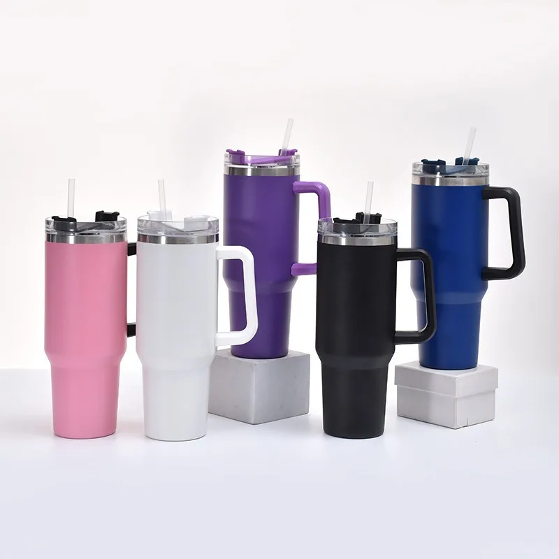 40oz Large Capacity Thermos  Cup Straw Cup Vacuum Cup 304 Stainless Steel Insulated Water Bottle