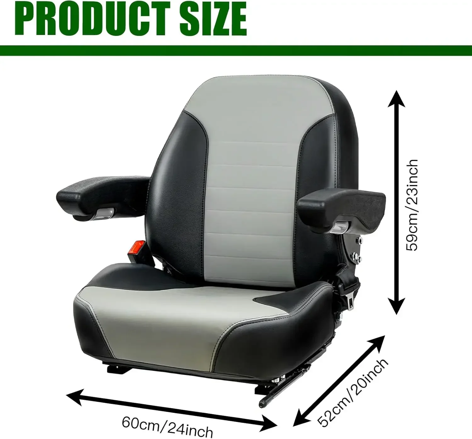 Gray Zero Turn Mower Seat Adjustable Backrest Comfort Lawn Mower Seat Fits Tractors