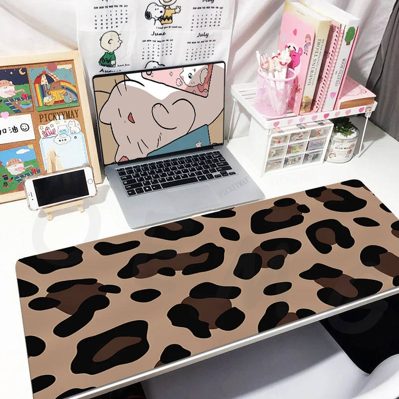 Large Mousepad Gamer Mousepads Keyboard Original Mat Desk Rug Leopard Print Pc HD Desk Mats Company Mouse Pad For Gift