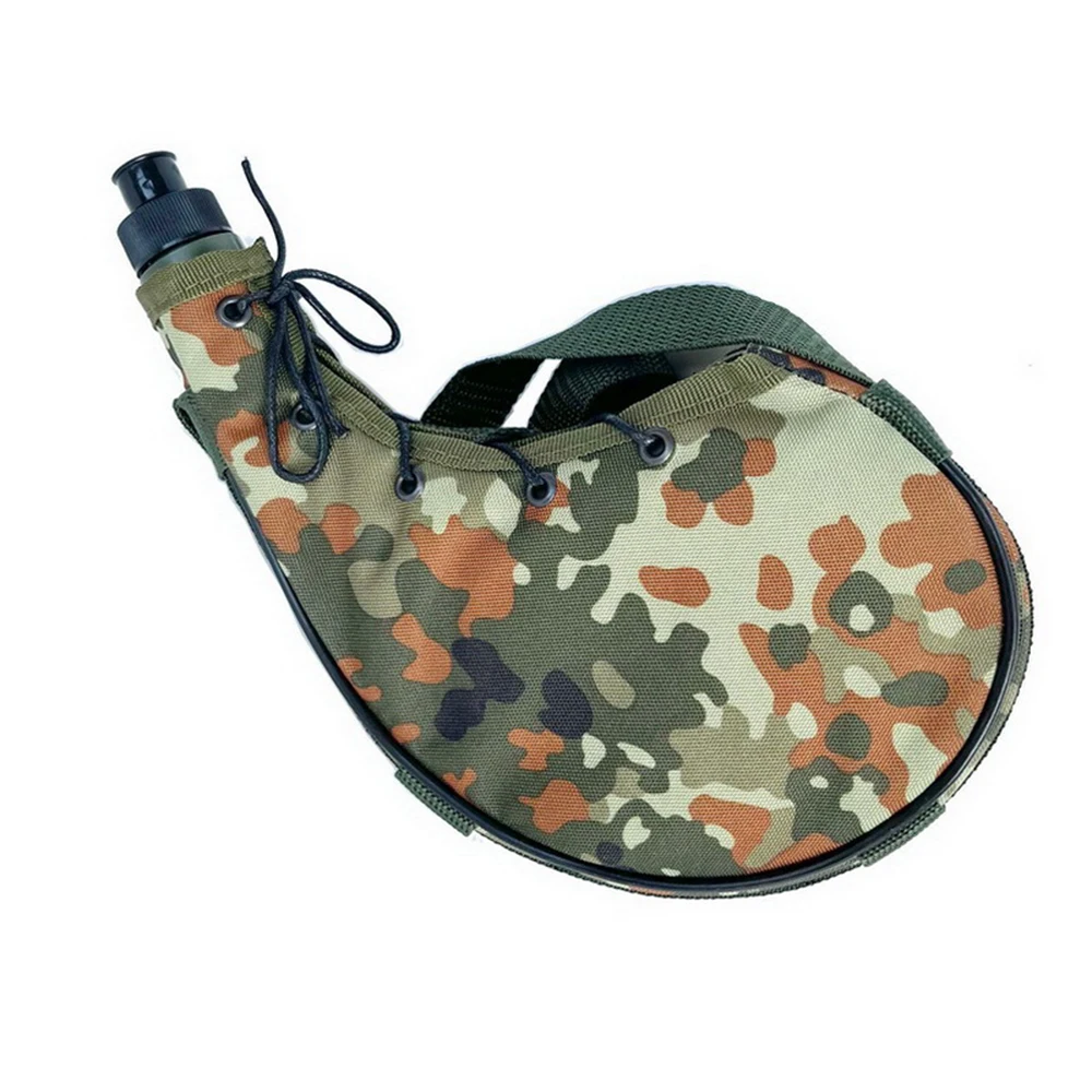 Outdoor sports portable water bottle, PE inner liner with shoulder strap, Mountaineering kettle, Tactical military kettle, 800ml
