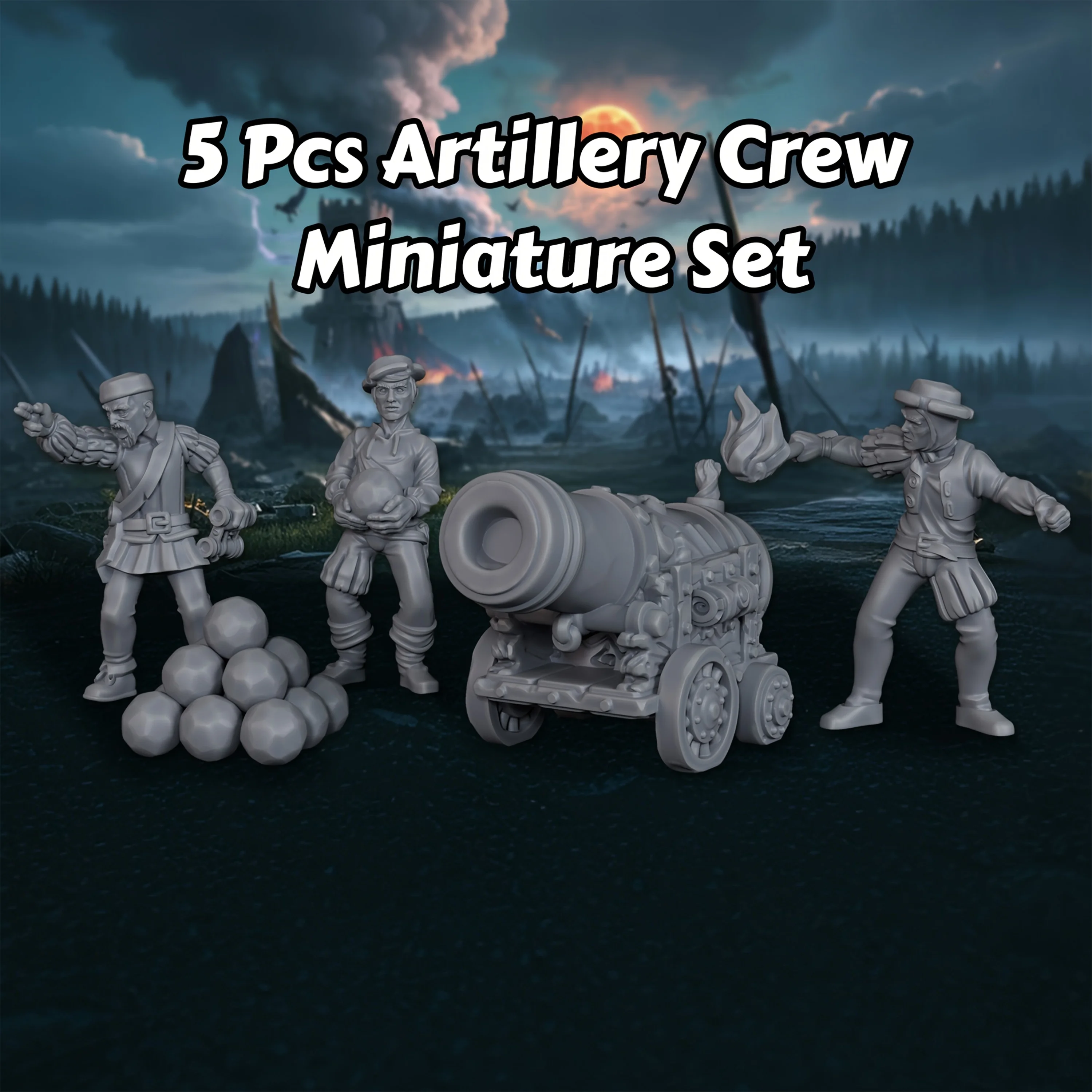

Набор миниатюр для артиллерийского расчета RPG | Фигурки для TRPG-игр, совместимые с наборами террейна