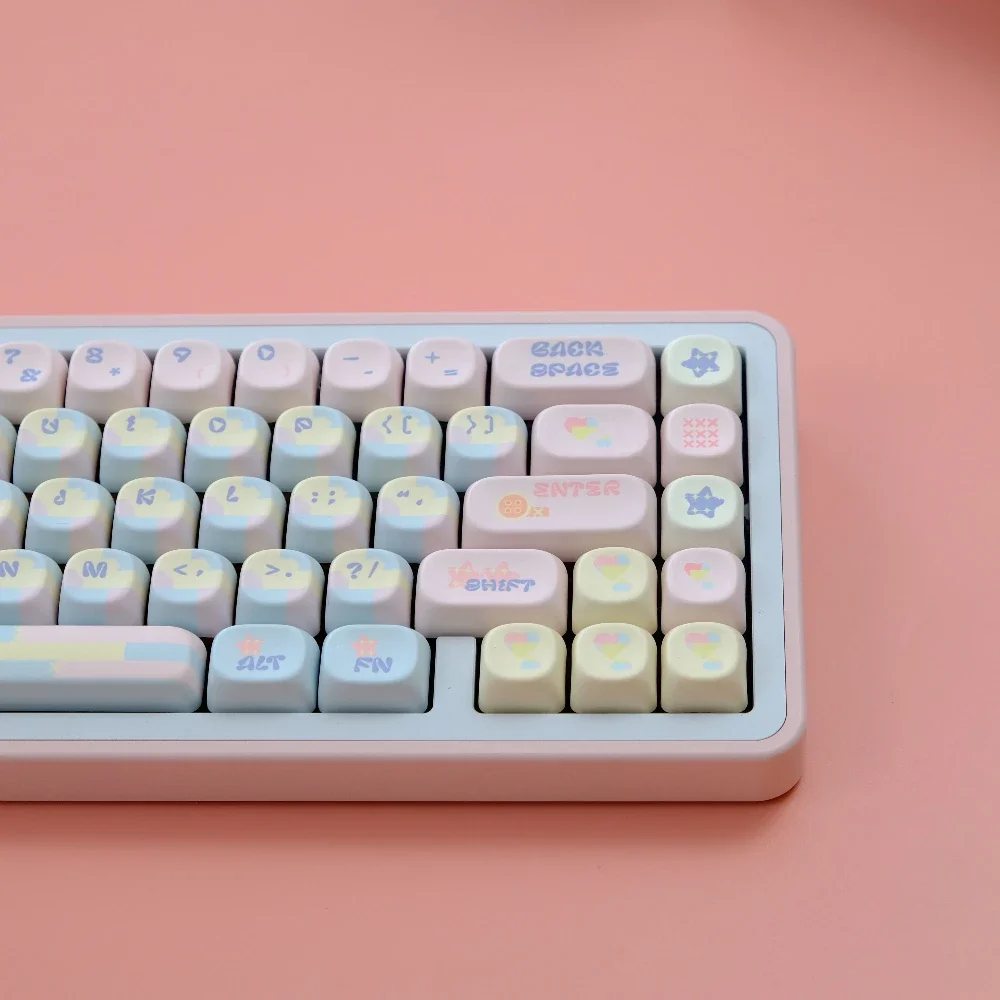 126 Keys Patchwork Toff Keycaps PBT Keycap MOA/XOA Profile Dye Sublimation Round Cute KeycapsFor MX Mechanical Keyboard 6.25U 7U