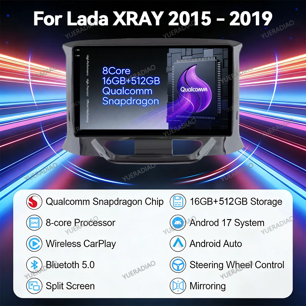 Android 17 Car Radio For LADA Xray X Ray 2015 - 2019 QLED GPS NAVI Multimedia Video Player 4G WIFI Qualcomm Head Unit BT 2DIN