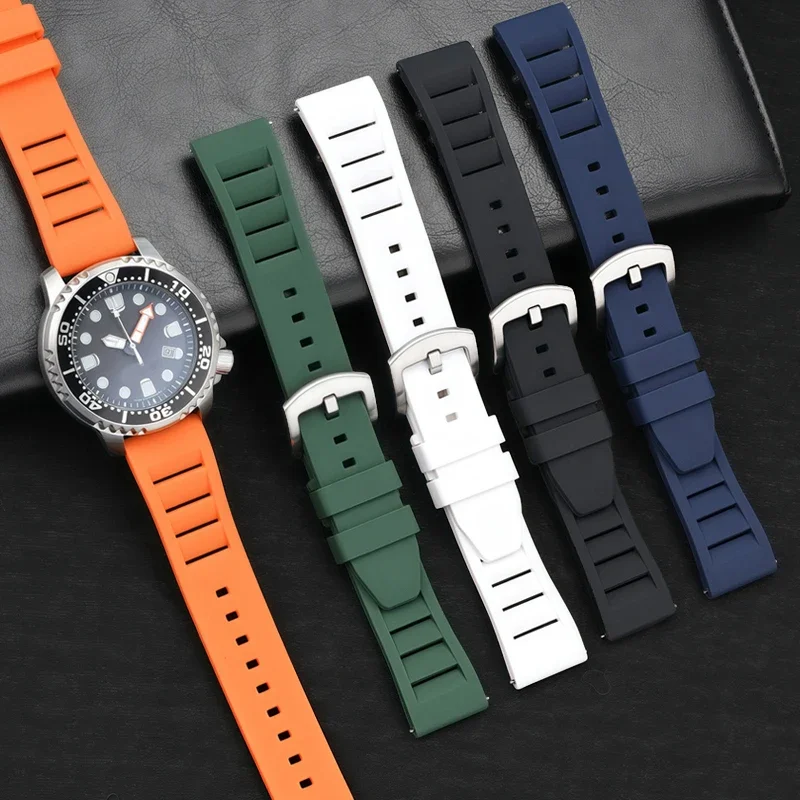 20mm 22mm Rubber Strap Breathable Holes Men Women Silicone Quick Release Diving Sport Waterproof Replacement Watch Band Belt