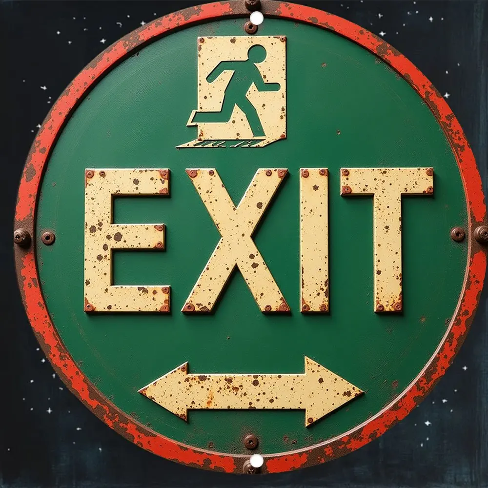 CIFBUY Retro Emergency Exit Sign Metal Wall Art Waterproof Durable Decor for Home Garage Bar Cafe Unique Gift