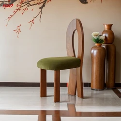 Chaise de salle à manger rétro française, chaise de sirène rouge filet, style Wine--sabi simple, chaise de dossier en bois massif antique, chaise de bureau