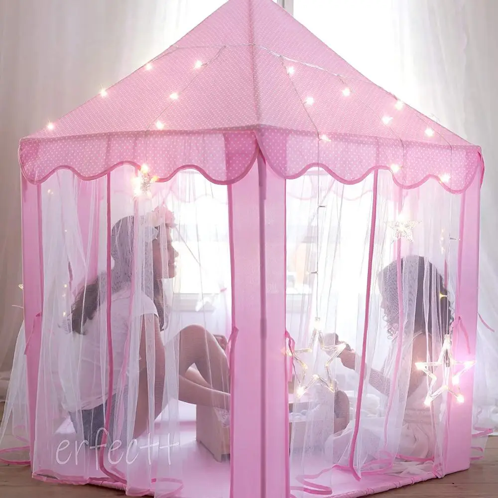 Portable Princess Castle Play Tent Portable Indoor Outdoor Tipi Tent for Kids Baby House Girls Princess Castle Child Room Decor