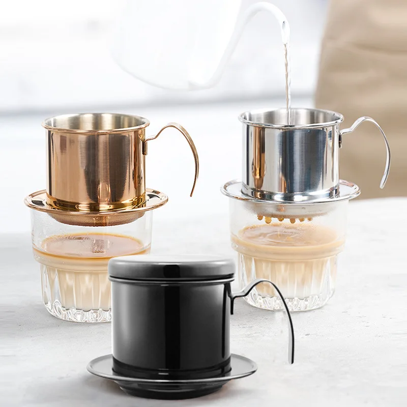 

Vietnamese coffee pot hand drip drip coffee filter cup 304 stainless steel Vietnamese coffee pot household brewing pot