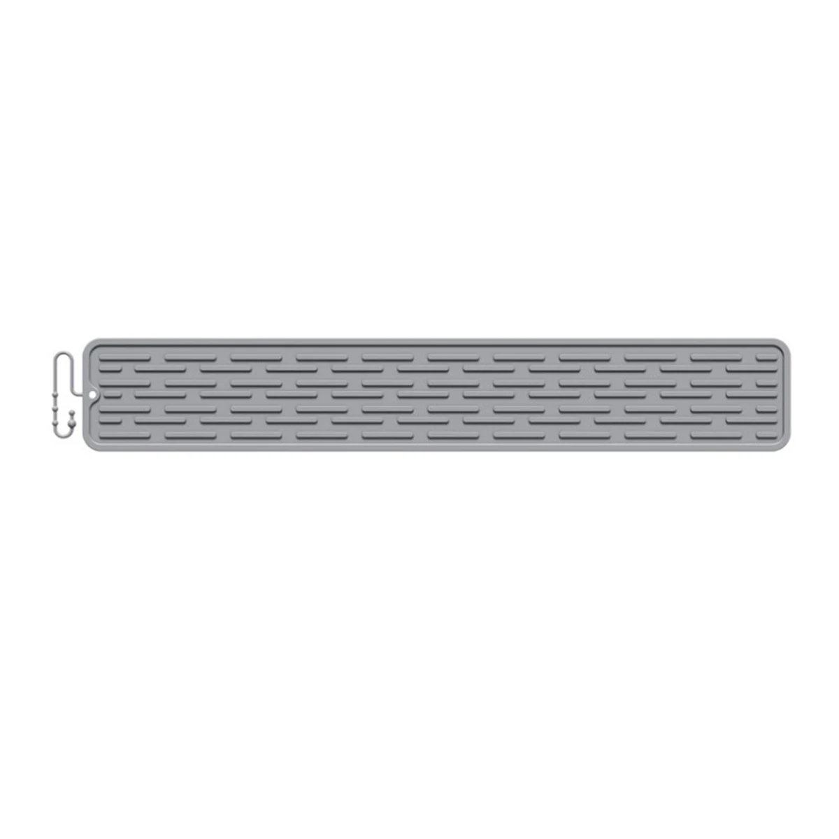 Accident Prevention Gray Dish Drying Mat Easy To Clean Design Efficient Drying Area Elongated Shape Secure Grip Material