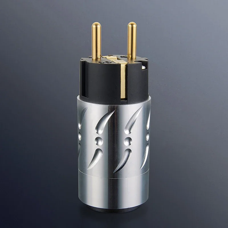 Pair Viborg VE502G+VF502G 100% Pure Copper EU Euro Power Connecotor Schuko plug IEC Female Plug hifi