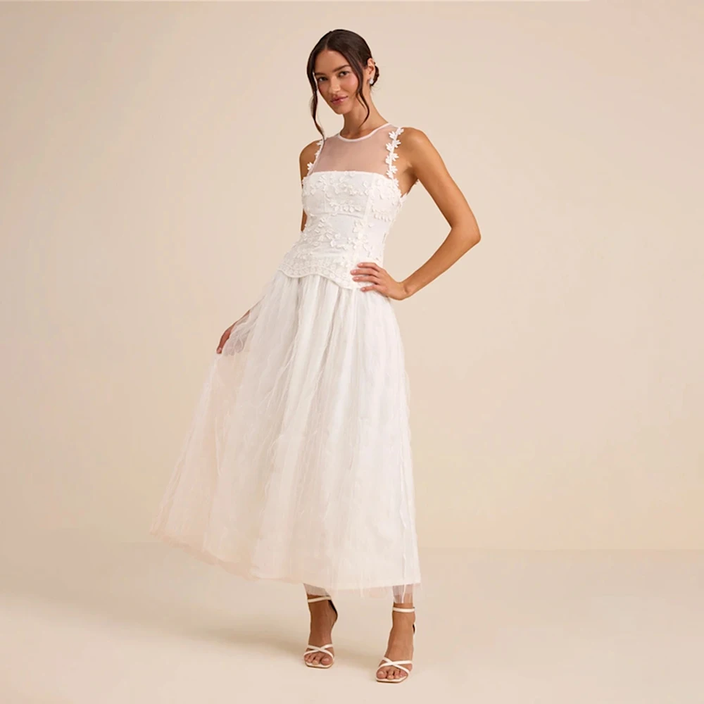 

2026 New Arrival Women's Formal Evening Gowns Lace Sleeveless A-Line Mesh Evening Dresses Elegant Formal Party Gowns for Women