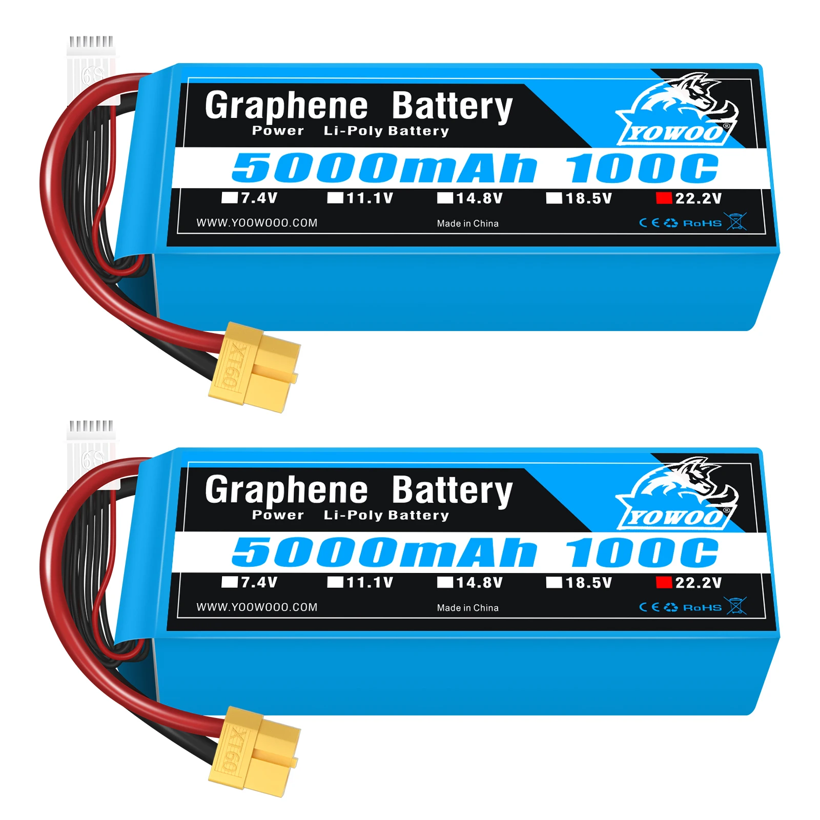 Yowo Grafene 6S 22.2V 5000mah 6000mah Batteria Lipo XT90 EC5 XT60 100C RC Aereo Elicotteri Auto Barca Camion Parti