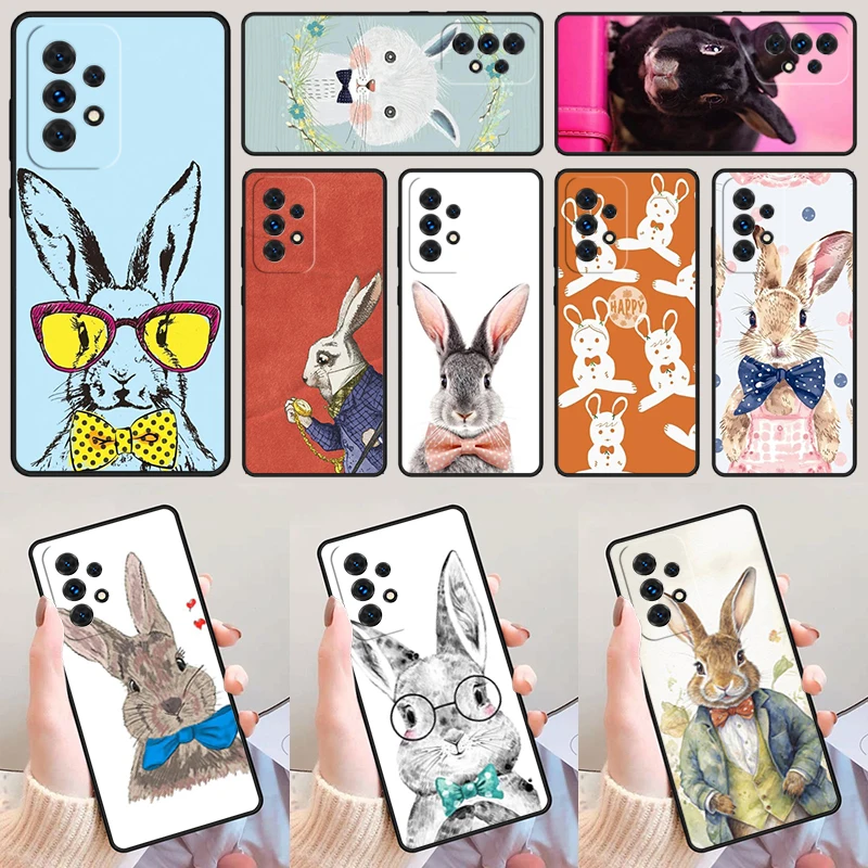 Heart Bowtie Rabbit For Samsung Galaxy A52 A72 A73 A20e A21S A50 A70 A11 A12 A42 A31 A40 A51 A71 A32 A80 A91 Phone Case