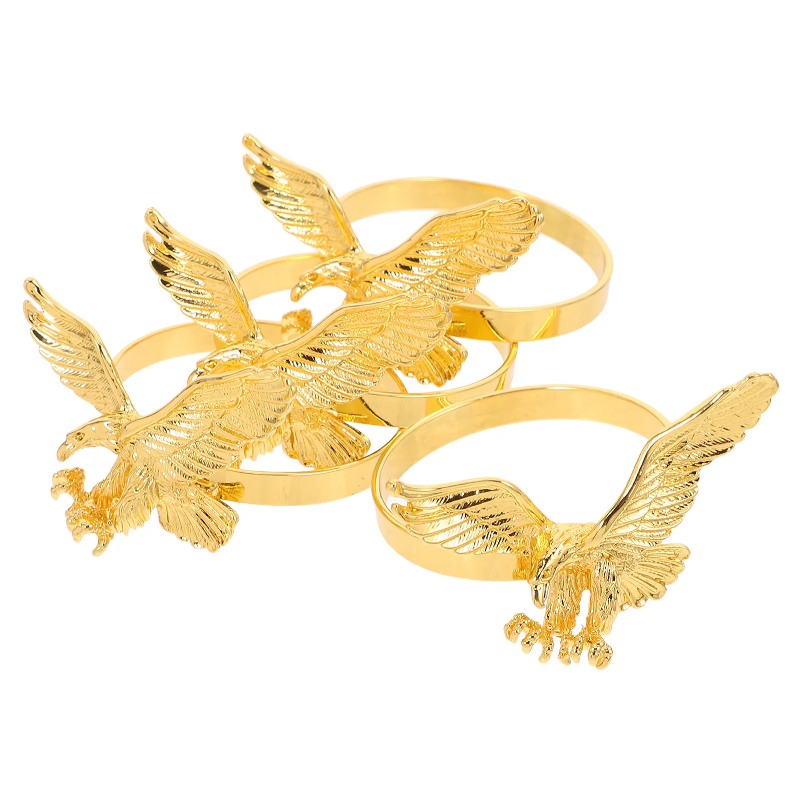 

4pcs Eagle Shaped Rings Compact Serviette Buckle Metal Napkin Ring Chic Table Decorations Restaurant Hotel Party Decorative
