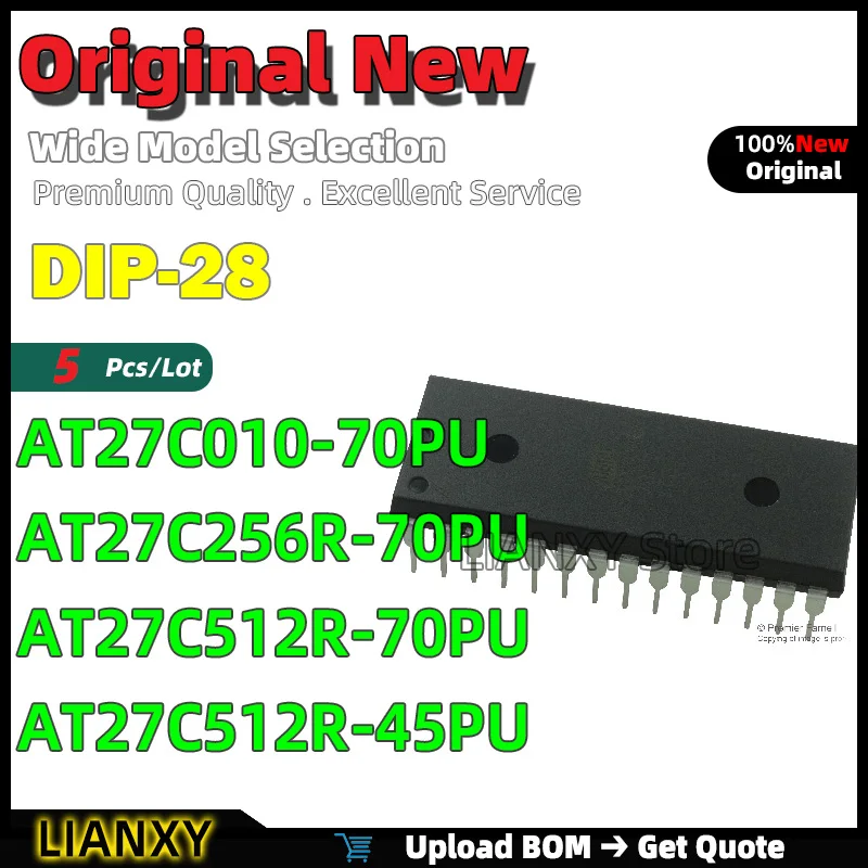 

5pcs DIP-28 AT27C010-70PU AT27C256R-70PU AT27C512R-70PU AT27C512R-45PU EPROM Memory New Original