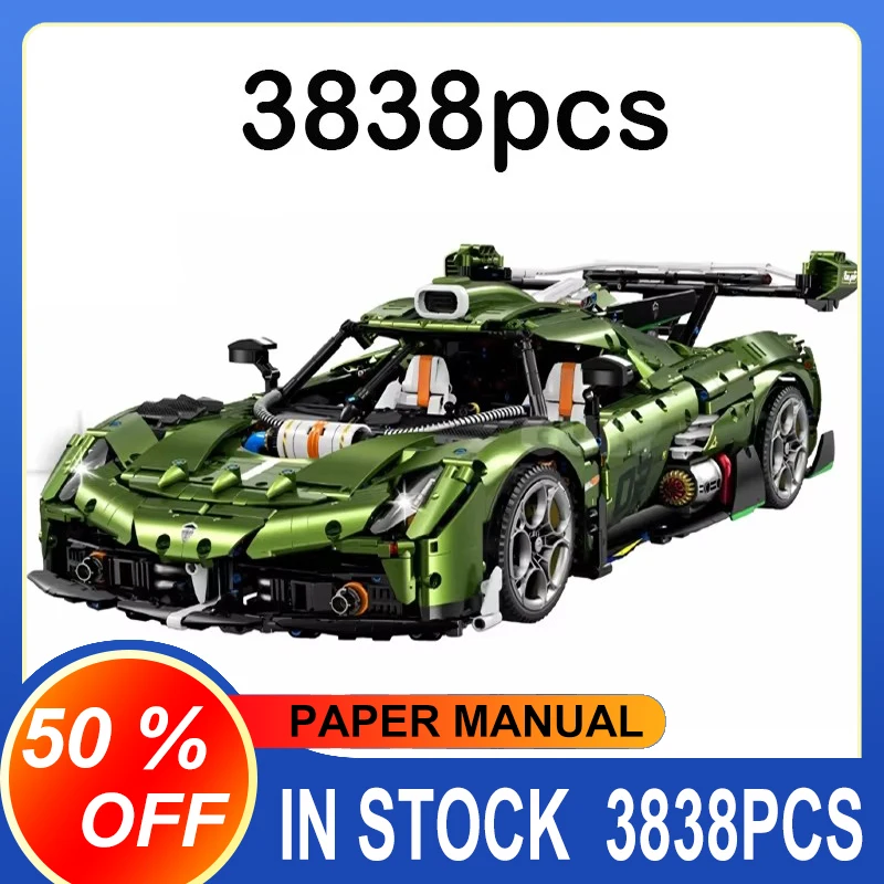 GULY 10628 3838pcs 1:8 MOC Technical RC Racing Building Blocks Assembling Supercar Bricks Model Toys for Children Christmas Gift