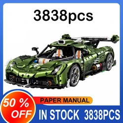 GULY 10628 3838pcs 1:8 MOC Technical RC Racing Building Blocks Assembling Supercar Bricks Model Toys for Children Christmas Gift