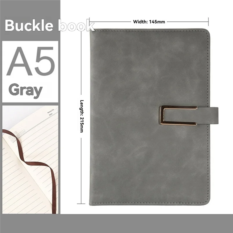 Qy-Retro A5 Leatherbound Notebook Couro Macio em Forma de U Fivela Magnética Business Office Notebook Diário Notebook