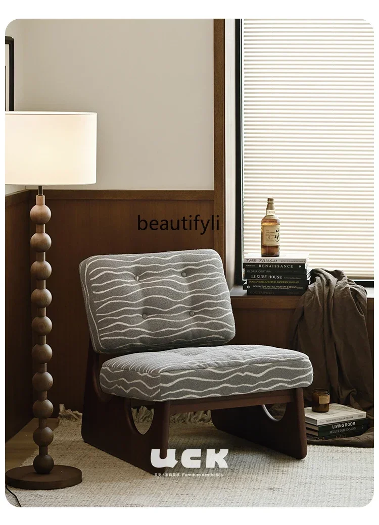 

45Retro Chinese Style Single-Seat Sofa Chair Solid Wood Designer Small Apartment Living Room Leisure Chair