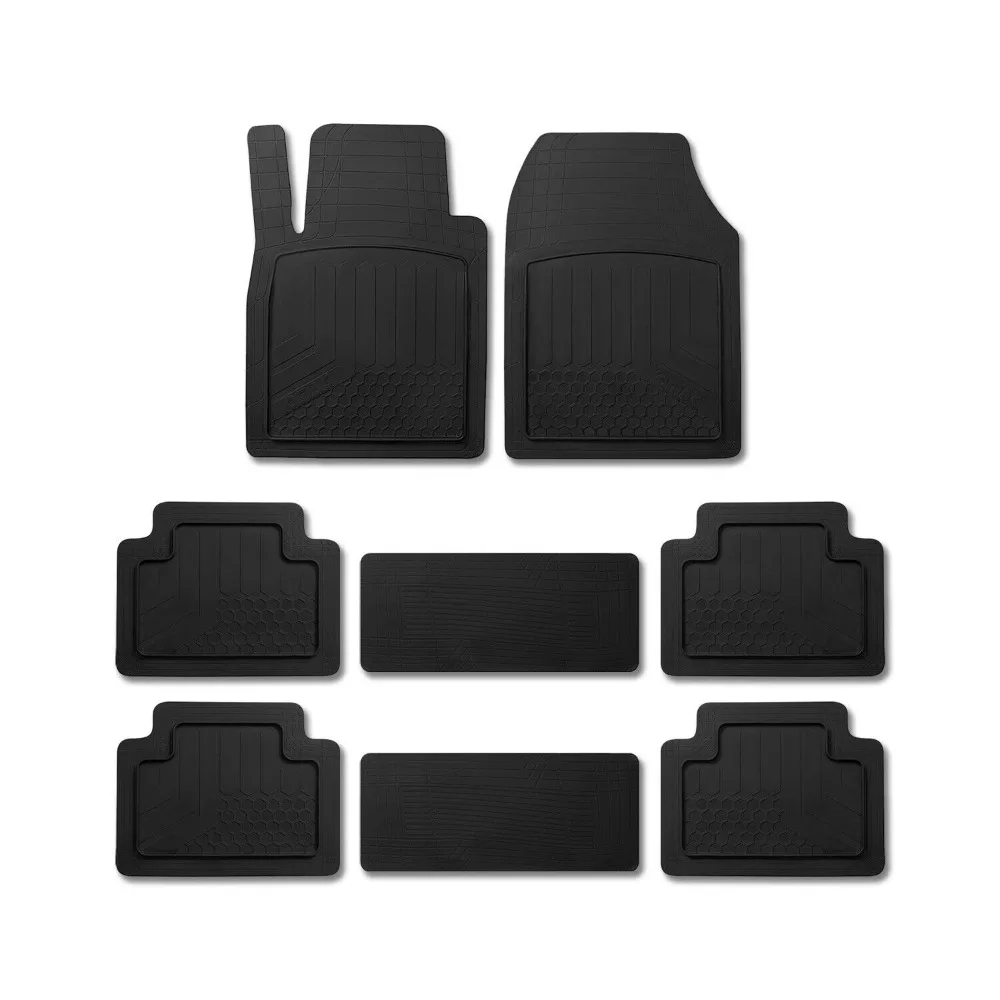 Floor Mats Liner 3-Row Car Semi-Custom fit Rubber Molded Protect 8+2 Pcs